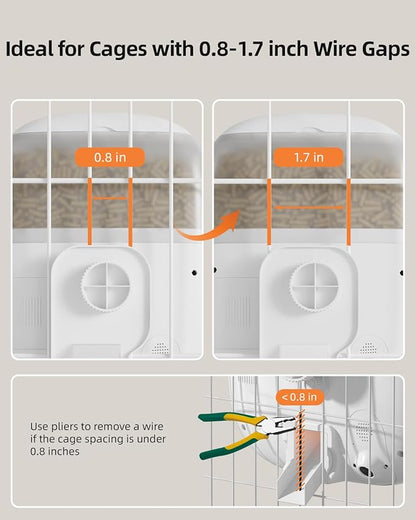 Hanging Rabbit Feeder, Programmable Automatic Pet Feeder with Dry Food Dispenser, Desiccant Bag and Portion Control for Rabbits Cats and Small Animals