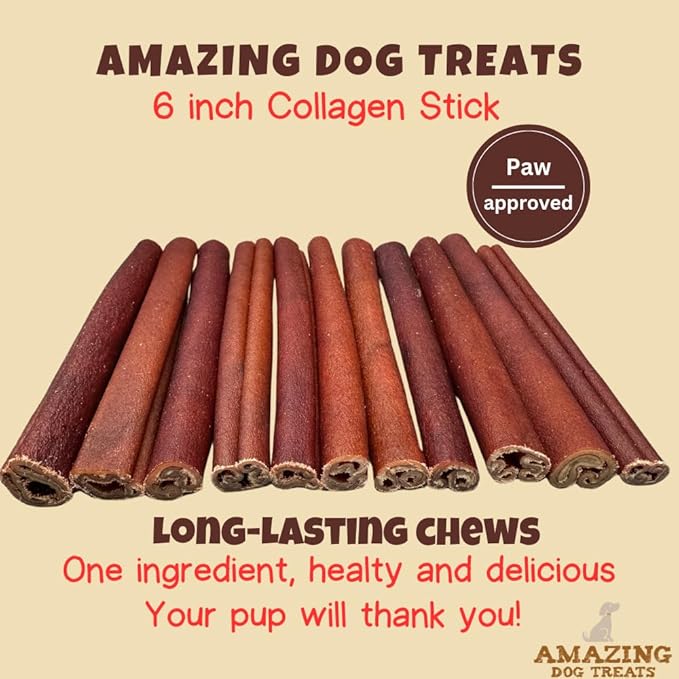 Amazing Dog Treats - 6 Inch Bulk Collagen Sticks for Dogs - (150 Count) - Collagen Sticks for Dogs - No Hide Dog Bones