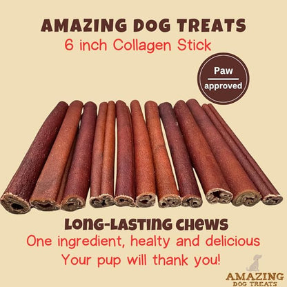 Amazing Dog Treats - 6 Inch Bulk Collagen Sticks for Dogs - (150 Count) - Collagen Sticks for Dogs - No Hide Dog Bones