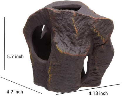 Plecoceramics Aquarium Ceramic Decorations Cave Betta Stone Decor - Aquarium Fish Tank Hideway Decor for breeding Cichlids Plecos Betta Toys Hideout (Boulder)