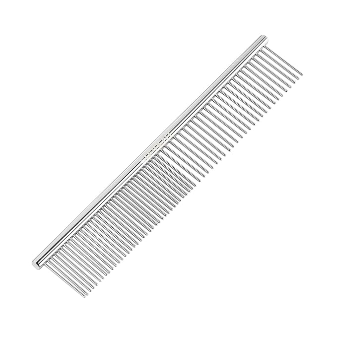 Dog Combs with Rounded Ends Stainless Steel Teeth, Cat Comb for Removing Tangles and Knots, Professional Grooming Tool