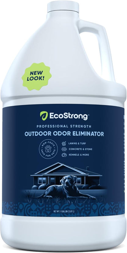 Eco Strong Outdoor Odor Eliminator Outside Dog Urine Enzyme Cleaner Powerful Pet, Cat, Animal Scent Deodorizer | Professional Strength for Yard, Turf, Kennels, Patios, Decks (128 OZ)