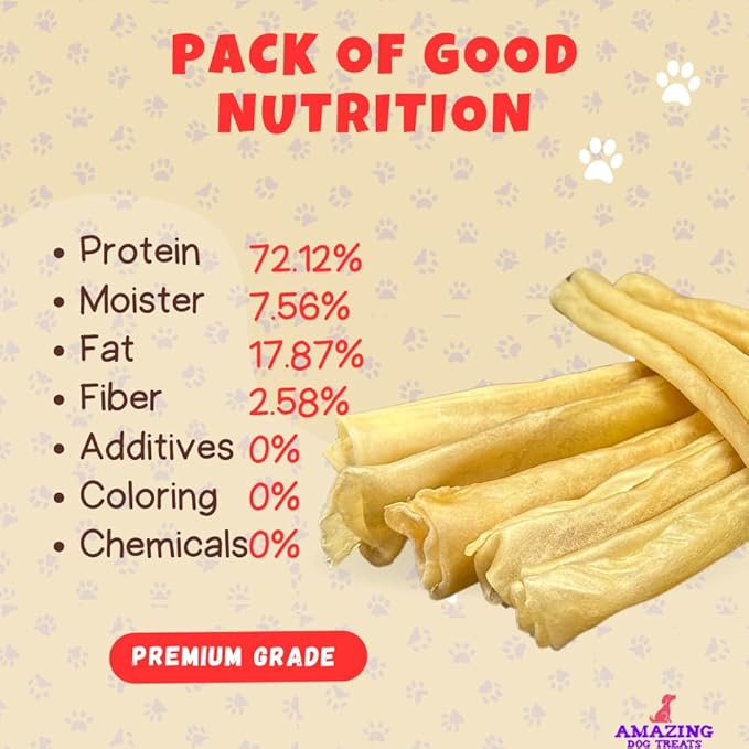 Amazing Dog Treats - Large Collagen Stick - (12 Inch - 4 Count) - Beef Cheek Rolls for Dogs - 100% Pure Collagen Sticks - No Hide Bones