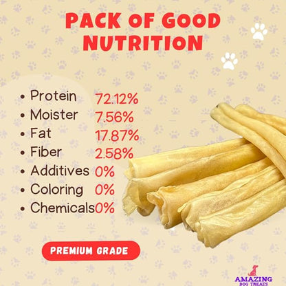 Amazing Dog Treats - Large Collagen Stick - (12 Inch - 4 Count) - Beef Cheek Rolls for Dogs - 100% Pure Collagen Sticks - No Hide Bones