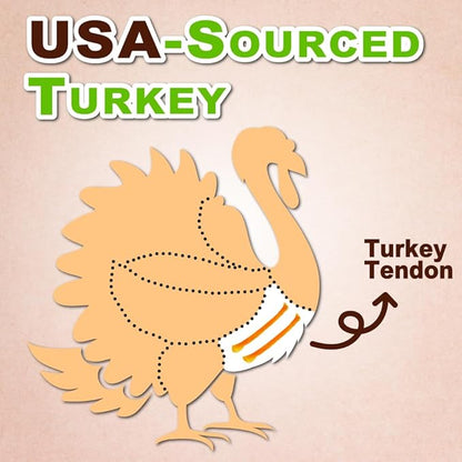 AFreschi Turkey Tendons for Dogs, USA-Sourced, Healthy Dog Treats, Rawhide-Free Puppy Chews, Long Lasting, All Natural, Hypoallergenic Dog Treats, Classic Series, Coil (S), 3 oz Pack