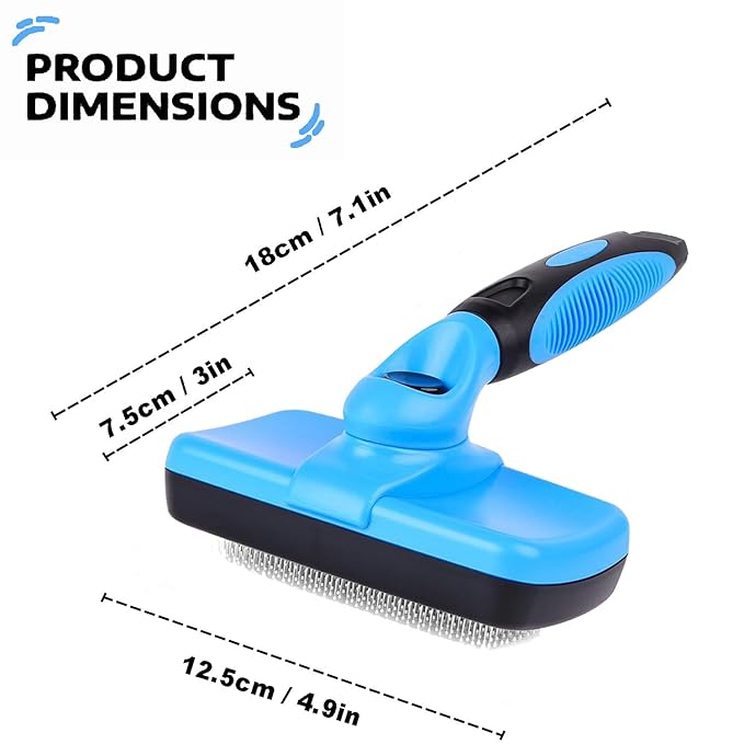 YINGFAN Self Cleaning Slicker Brush for Dogs, Skin Friendly Dog Brush for Shedding, Deshedding Dog Brush for Long Haired and Short Haired Dogs (Blue)