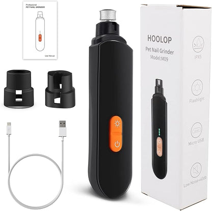 Dog Nail Grinder 2023 Upgraded, 3 Speed Electric Dog Nail Trimmer Rechargeable with LED Light, Pet Nail Grinder File for Small Medium Large Dogs & Cats Toenail & Claw Grooming (Black)