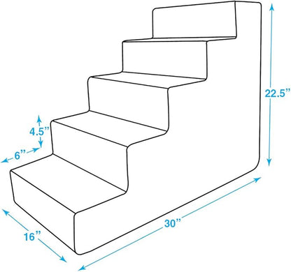Best Pet Supplies Dog Stairs for Small Dogs & Cats, Foam Pet Steps Portable Ramp for Couch Sofa and High Bed Non-Slip Balanced Indoor Step Support, Paw Safe No Assembly - Lambswool, 5-Step
