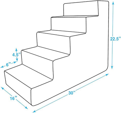 Best Pet Supplies Dog Stairs for Small Dogs & Cats, Foam Pet Steps Portable Ramp for Couch Sofa and High Bed Non-Slip Balanced Indoor Step Support, Paw Safe No Assembly - Dark Gray Linen, 5-Step