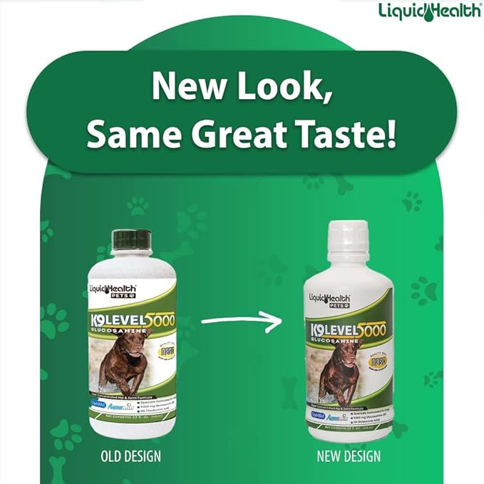 LIQUIDHEALTH Pets K9 Liquid Glucosamine Level 5000 for Large Dogs with Chondroitin, MSM, Boswellia Serrata - Dog Hip & Joint Health Vitamins for Dog Joint Pain, Pet Joint Oil Juice - USA Made (2 Pack)