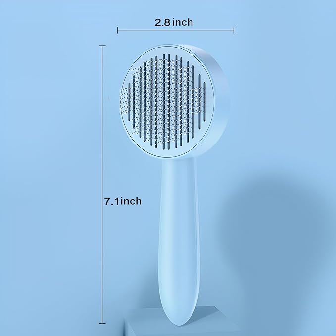 Cat Brush for Shedding,Pet Grooming Self Cleaning Slicker Brush,Removes Mats,Tangles and Loose Hair,Shedding Brush for Short or Long Haired Cats Dogs (Blue)