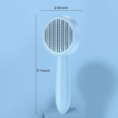 Cat Brush for Shedding,Pet Grooming Self Cleaning Slicker Brush,Removes Mats,Tangles and Loose Hair,Shedding Brush for Short or Long Haired Cats Dogs (Blue)