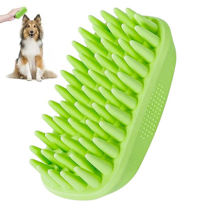 Dog Bath Brush, Silicone Shampoo Brush, Rubber Dog Brush for Long & Short Haired Dogs Cats, Scrubber Washing Grooming Pet Brush, Soft Massage Shedding Brush Bathing Shower Small Large Pets (Green)