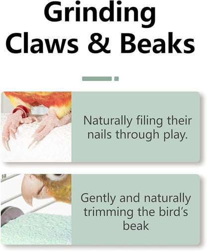 Natural Mineral Bird Perch for Cage Parrot Perch Platform for Beak Grinding Claw Trimming & Chewing Chew Toy for Parakeets Cockatiels Conures Birds Cage Accessories (Gradient Green, 4.7")