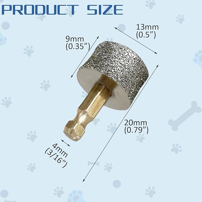 Dog Nail Grinder Wheels Head Bits 2PCS, Diamond Grinding Wheels Compatible for Casfuy, LOPSIC, YABIFE, LuckyTail, boomki, and Most Brands