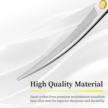 Dog Grooming Scissors, 7.5" Curved Shears, Premium Stainless Steel, Safety Rounded Tip & Ergonomic Symmetrical Handles for Dogs, Cats & Pet Trimming at Home