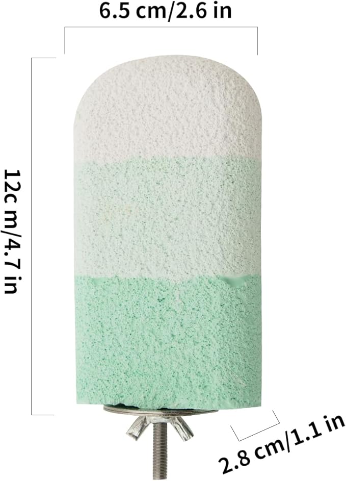 Natural Mineral Bird Perch for Cage Parrot Perch Platform for Beak Grinding Claw Trimming & Chewing Chew Toy for Parakeets Cockatiels Conures Birds Cage Accessories (Gradient Green, 4.7")