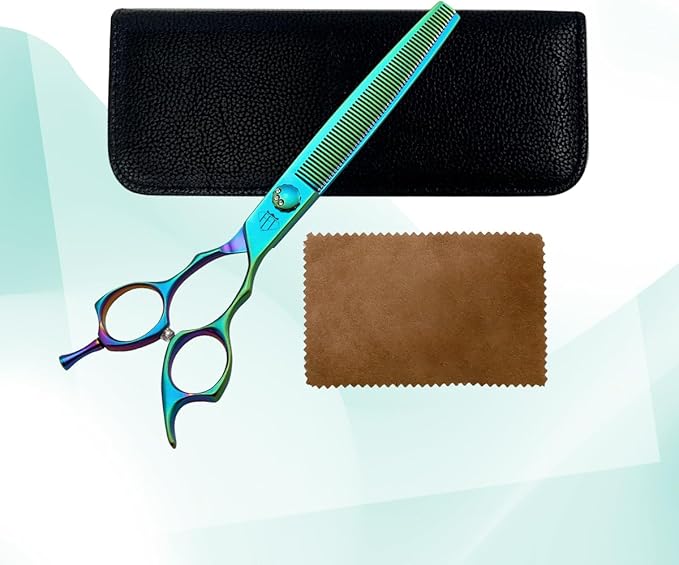 Dog Grooming Scissors: 7" Pet Thinning Shears Made Of Japanese 440C Advanced Stainless Steel Trimming Dogs Cats and Other Pets Green