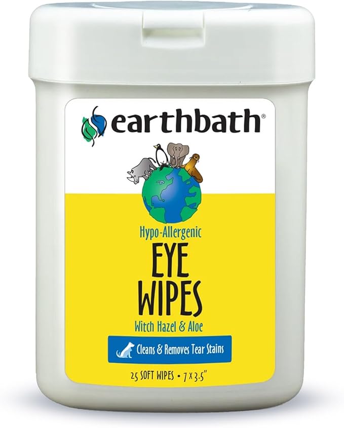 earthbath, Hypo-Allergenic Dog Eye Wipes - Fragrance Free Tear Stain Remover for Dogs, Made in USA, 100% Cruelty Free Eye Wipes for Dogs, All Natural Pet Eye Wipes, Cat & Dog Wipes - 30 Count (1 Pack)