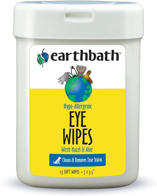 earthbath, Hypo-Allergenic Dog Eye Wipes - Fragrance Free Tear Stain Remover for Dogs, Made in USA, 100% Cruelty Free Eye Wipes for Dogs, All Natural Pet Eye Wipes, Cat & Dog Wipes - 30 Count (1 Pack)