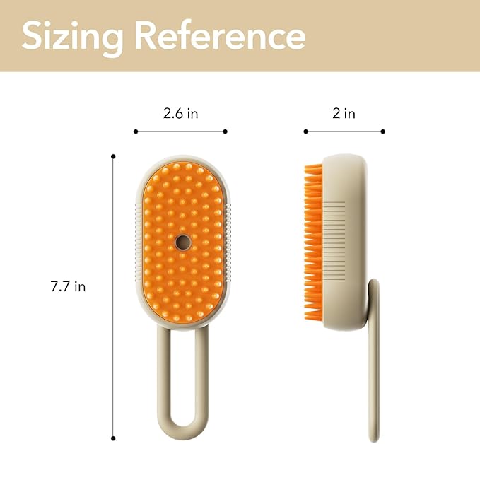 2nd Generation 3-in-1 Cat Steam Brush for Shedding, Pet Hair Removal Comb with Water Tank, Spray Cat Brush for Pet Grooming, Steamy Comb for indoor Haired Cats, Dogs and Rabbits (Khaqi)