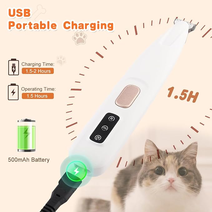 Dog Paw Trimmer, Paw Trimmer for Dogs with LED Light,Waterproof,Rechargeable Pet Paw Trimmer,18 mm Widen Blade,Low Noise Dog Hair Trimmer Dog Trimmer for Dogs Cats Paws Face Eyes Ears Rump