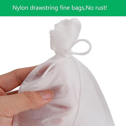 6Pack Fine Media Filter Bag for Aquarium 180 Micron Extra Fine Drawstring Filter Bags Reusable Nylon Media Bags for Fish Tank(Fine,3.5''x8.2'')