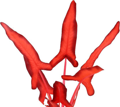 2-Pack 12 Inch Aquarium Silk Aquarium Plants, Artificial Plastic Plant for Small Tank, Goldfish, Fish Hides,Dark Red