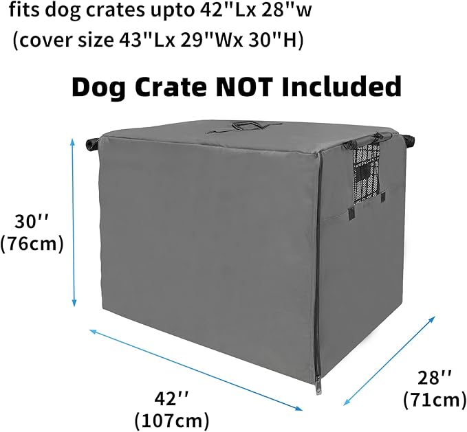 42 Inch Dog Crate Cover Dog Kennel Cover, Large XL Dog Crate for Large Dogs Wire Dog Cage with1 2 3 Doors, Waterproof 600D Oxford Fabric Indoor/Outdoor Gray