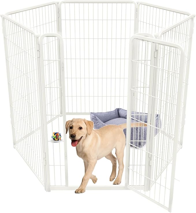 FXW Homeplus Dog Playpen for Indoor Use - Stress-Free and Safe Play, Heavy Duty 45 Inch 6 Panels Dog Pen for Large Dogs, White_atented