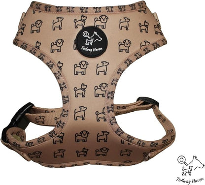 Dog Harness and Leash Set, No Pull Adjustable Soft Padded Vest, No Choke (Medium, Beige Dog Pattern)