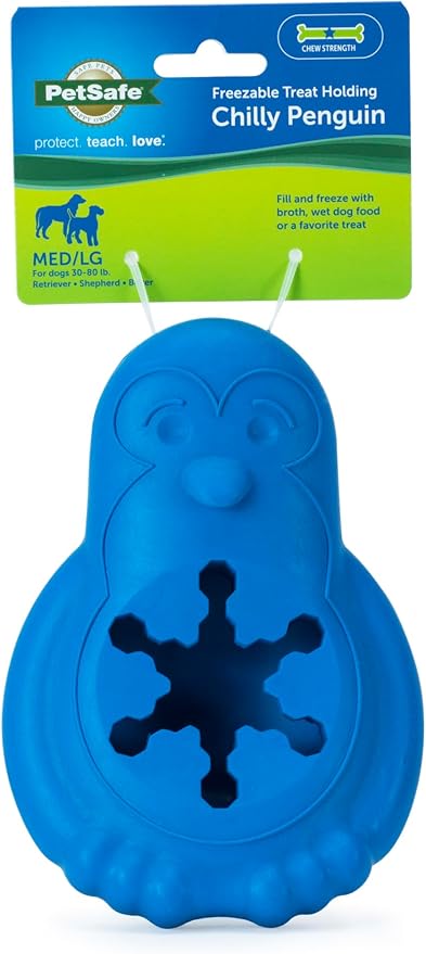 PetSafe Chilly Penguin - Freezable Dog Toy for Medium and Large Dogs - Fill and Freeze - Frozen Dog Toy to Fill with Treats - Interactive Pet Puzzle for Boredom or Separation Anxiety, ML