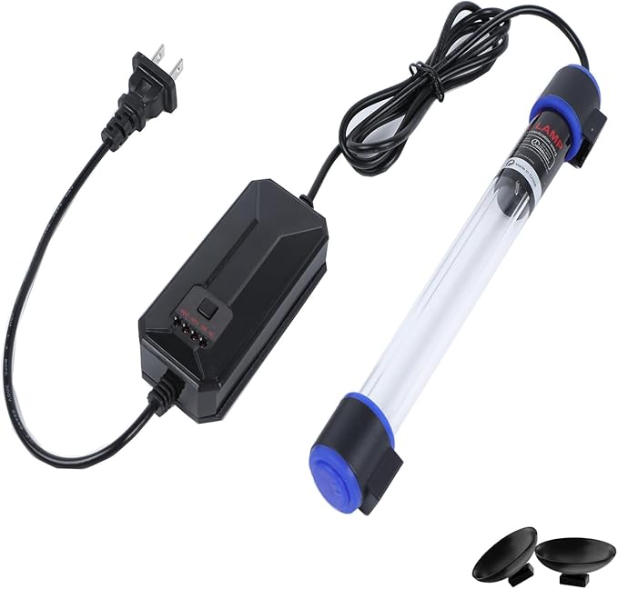 UV-C Aquarium Clean Light with Timer, Mini 3W 5W 7W 9W 11W Submersible Algae Clean Light Water Green Clean Fish Tank Water Clean Lamp for Sump Pond Filter Tank (11W Timer)