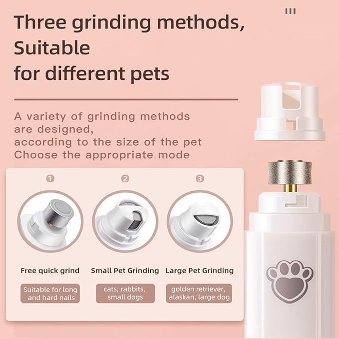 Professional Electric Dog Nail Grinder Pet Nail Grinder Trimmer is Applicable to Large, Medium and Small Dogs and Cats,Painless, Beautiful, Smooth and Rechargeable
