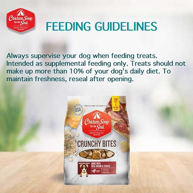 Chicken Soup For The Soul Crunchy Bites Dog Treats, Bacon & Cheese, 32 Ounce Bag | Soy, Corn & Wheat Free, No Artificial Flavors or Preservatives