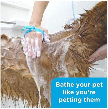 Dog Washing Hose Attachment Pet Bathing Hose with Brush Attachment Indoor Outdoor Use, Blue, GE908