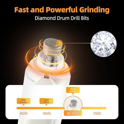 Dog Nail Grinder Powerful Rechargeable Electric Pet Nail Clippers Grooming & Smoothing for Large Medium Puppy and Cat, Dogs Nail File Cat Nail Trimmer-White