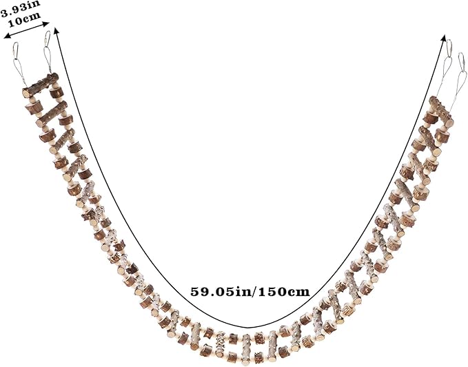 Bird Parrot Ladder Bridge Toy, Bird Swing Toy, Natural Pepper Wood Hanging Pet Chewing Toy, Rat Hamster Climbing Toys, Cage Accessories for Bird Parrot Rat Squirrel Sugar Gliders