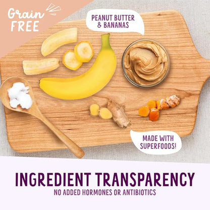 Health Extension Oven-Baked Dog Treats, 6oz (170g), Peanut Butter & Banana Recipe – Gluten & Grain-Free, Superfood-Infused, Crunchy Biscuits for Puppy Training (Pack of 6)