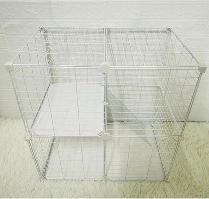 Cat Cage Indoor DIY Cat Playpen Detachable Metal Wire Kennels Cat Cage Indoor Cat Enclosures DIY Cat Playpen Metal Kennel (2 Tier)