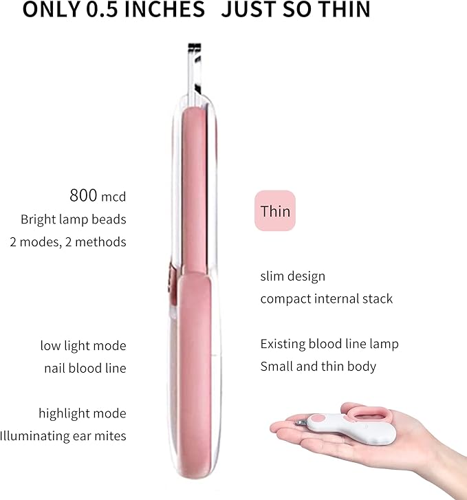 Pet Dog Cat Nail Clippers, Dog Nail Trimmers for Small Animals with LED Lights, Professional Beauty Care Tools, Avoid Excessive Cutting, Suitable for Tiny Dog Cat Rabbit Bird Puppy Kitten (Pink)