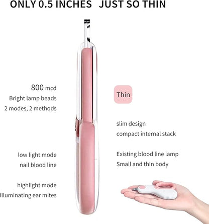 Pet Dog Cat Nail Clippers, Dog Nail Trimmers for Small Animals with LED Lights, Professional Beauty Care Tools, Avoid Excessive Cutting, Suitable for Tiny Dog Cat Rabbit Bird Puppy Kitten (Pink)