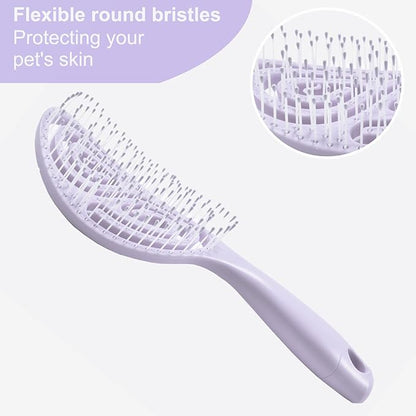 Eco-Friendly Detangling Pin Brush for Dogs and Cats | Ergonomic Handle Pet Brush for Wet or Dry Hair, Gentle Grooming Tool for Pets, Purple