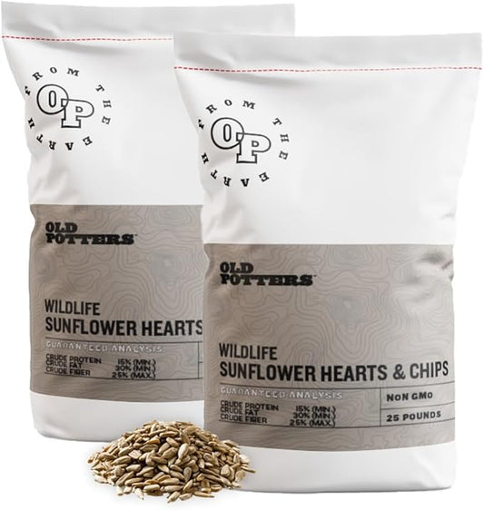 Wildlife Sunflower Hearts & Chips for Bird Feeding and Wildlife Bird attracting, Non-GMO and USA Grown, 50 lbs