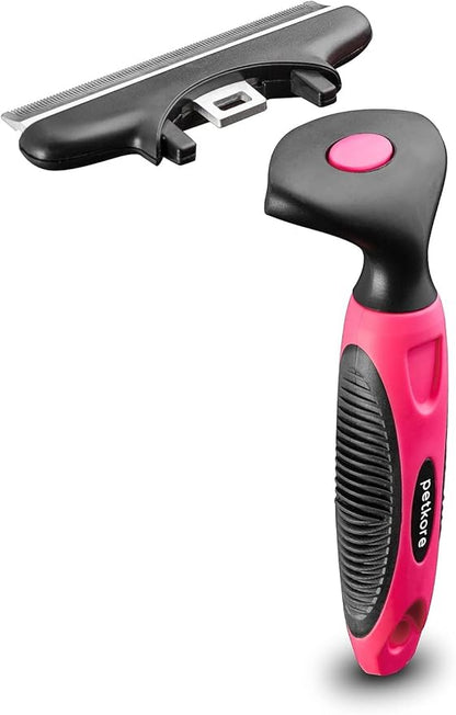 Pet Deshedding Grooming Brush Set for Dogs & Cats, Professional for Short Haired Dog Brush for Shedding and Cats Reduces Undercoat Shedding, Puppy Loose Hair Remover Comb w/Dog Whistle