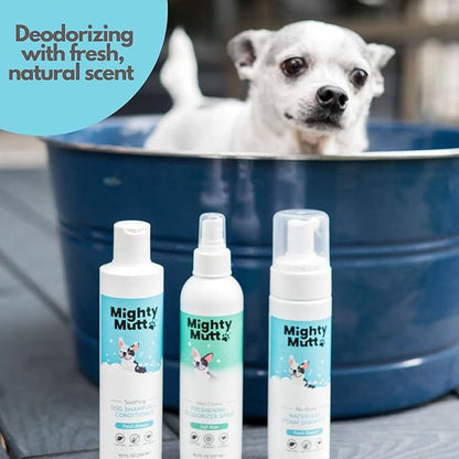 Mighty Mutt Ultimate Freshness Dog Grooming Kit – Includes Dog Dry Shampoo, Dog Shampoo and Conditioner, Dog Deodorizing Spray | Soothing, Deodorizing, Pet Friendly, Hypoallergenic | 3 Piece Set