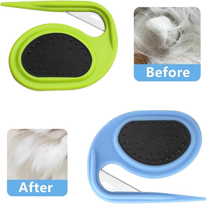 2 PCS Pet Grooming Tool Professional Dematting Comb Dog Detangler Brush Hair Grooming Tool Dog Undercoat Rake Grooming Rake for Grooming - Cuts Through Matts & Tangles with Ease(Blue_reen