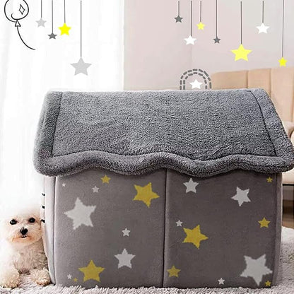 Dog House Indoor Memory Sponge, Foldable Dog House Kennel Bed Mat with Cushion for Small Medium Large Dogs Cats, Winter Warm Cat Nest Puppy Cave Sofa Pet Products (Small)