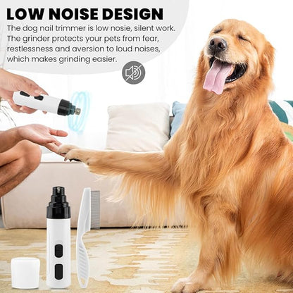 Dog Nail Grinder Upgraded, 2-Speed Rechargeable Pet Nail Trimmer, Electric Dog Nail Clippers Painless Pet Paws Grooming Smoothing for Small Medium Large Dogs and Cats