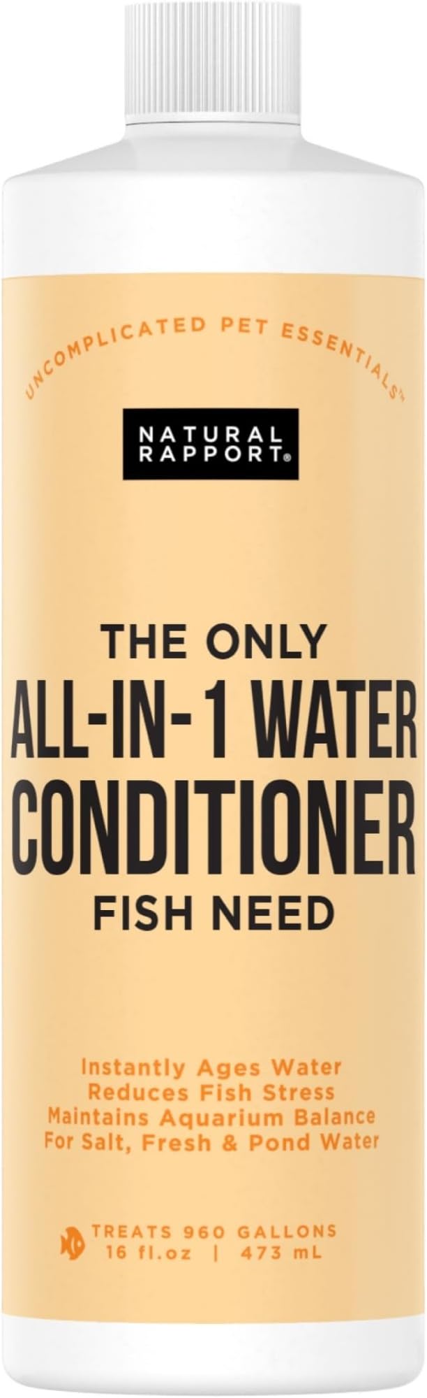 Aquarium Water Conditioner - Naturally Detoxifies and Removes Ammonia, Nitrite, Chlorine, and Chloramine from Saltwater and Freshwater (16 fl oz.)